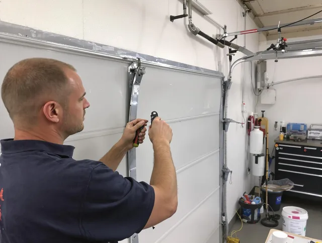 Before and after garage door dent repair by Bristol Garage Door Repair in Bristol